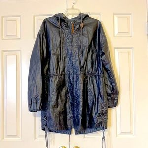 Wrap London black Ava waxed linen oversized hooded parka